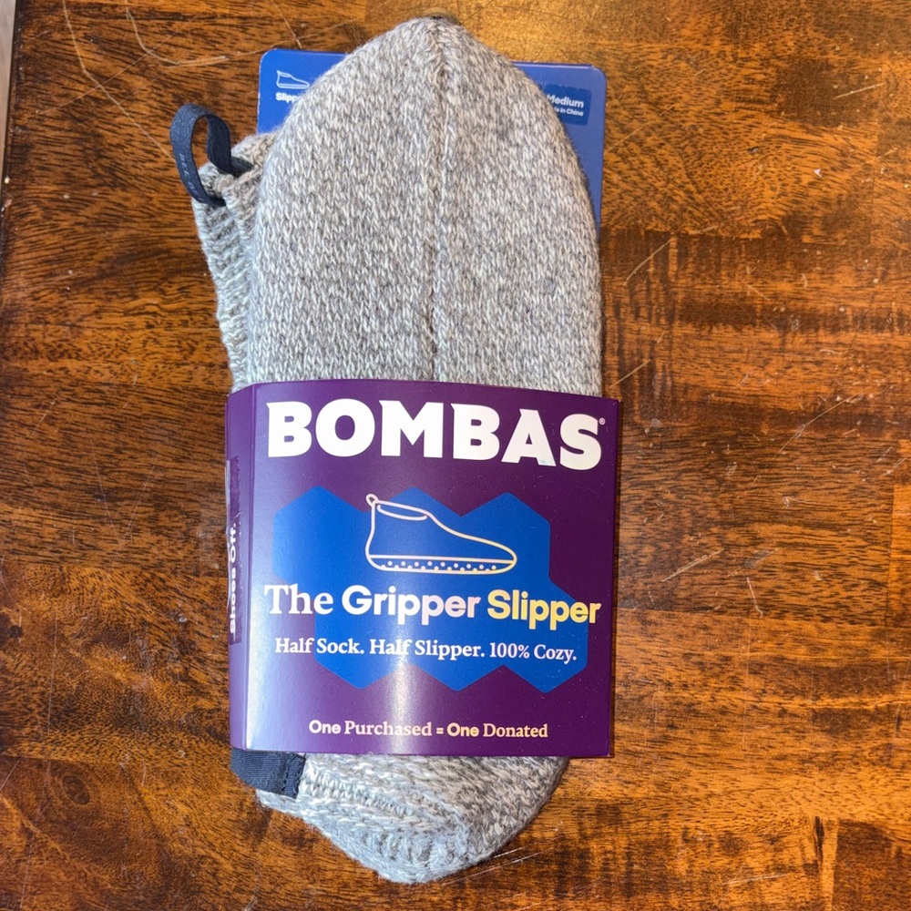 Bombas Gray Gripper Slipper Socks